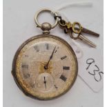 A 19th century continental silver pocket watch with silver face