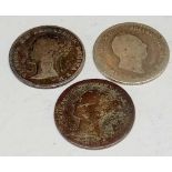 Three silver groats 1837, 1848, 1851