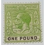 A BAHAMAS. SG 125 (1926(. G5 pound. Fine used. Cat £400