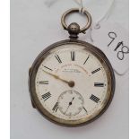 A gents silver pocket watch " the official time keeper by H j Norris " with seconds dial