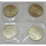 Austria. Four silver 25 schilling commems 1956, 57, 58, 59 A-uncirculated