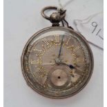 A gents silver pocket watch with silver dial one hand missing