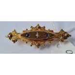 A Victorian sapphire and diamond set brooch in 9ct 4.5g