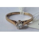 A brilliant cut diamond ring (approx. 0.20ct ) boxed 18ct gold size M - 1.9gms