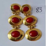 AN UNUSUAL PAIR OF 18ct GOLD & CORAL LONG EARRINGS 9.5g inc