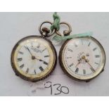 Two ladies silver fob watches one by Fattorini