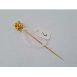 A unusual antique Victorian stick pin designed as a cube with added hemispheres 15 ct gold