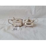 An oval mustard pot and another (BGL def.) 73g. net