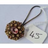 A Georgian clip set with pink foil back rock crystal 15ct gold tested - 3.4 gms