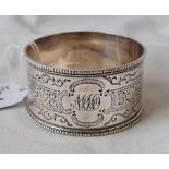 A pretty late Victorian napkin ring with beaded edge - Sheffield 1895 by HA