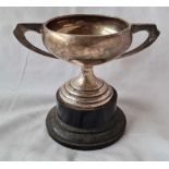 A plain two handled cup - 4.5" over handle - Sheffield 1931 - 110 g.