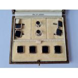 A 14ct gold and silver cufflink & stud set in fitted case