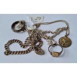 Silver St Christopher necklace and other silver items 26g
