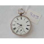 A good gents silver open faced pocket watch with seconds dial