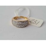 wide 9ct and CZ set dress ring size L ½ 4.8g inc