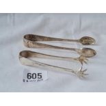 A pair of claw sugar tongs and a pair of rat tail tongs - 46 gms