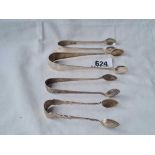 A small pair of Glasgow sugar tongs 1842 and three other pairs
