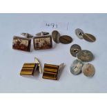 A pair of silver Asprey's cufflinks inscribed the Ritz Piccadilly, one pair gold on silver