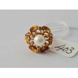 Large 9ct pearl set dress ring size J 4.6g