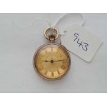 A good Victorian crisp silver fob watch 1885