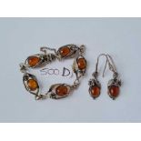 A amber style bracelet and earrings
