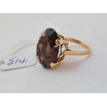 A Smokey quartz dress ring 9ct size N - 8.5 gms