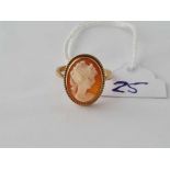 A cameo ring 9ct size N 1/2 - 2.9 gms