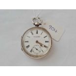 A gents silver open faced pocket watch by J. E Symons Tavistock with seconds dial