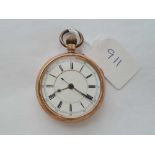 A gents large rolled gold pocket watch with seconds sweep w/o