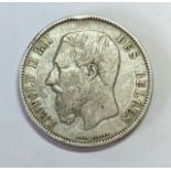 Belgium five francs 1871