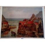 A L SCARBOROUGH A Cornish Fishing Village on board ( 12 x 16 ) signed