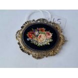 A large micro mosaic Victorian brooch in silver frame (AF)