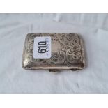 A cigarette case engraved with scrolls 3 inches high B'ham 1929 - 46 gms