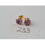 A pair of 9ct amethyst ear studs 1.5g inc