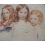 Victorian School Three members of Palmer family painted oval ( 15 x 17 ) inscribed