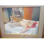 A Gwen MANDLEY A portrait of nude figure ( 14 x 18 ) signed