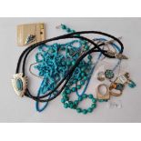 Bag of turquoise Mexican jewellery.