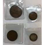 South Africa one penny 1940, half-penny 1953, 1/4 penny 1942, six penny coin 1930