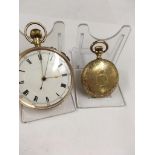 Vintage 9ct gold gents pocket watch & 1 other yellow metal pocket watch