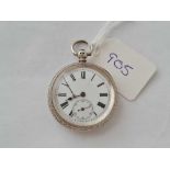 A ladies silver fob watch in crisp condition with seconds dial