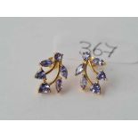 A pair of fancy 14ct gold and tanzanite earrings