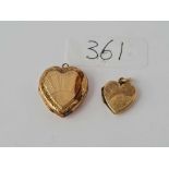 Two vintage 9ct back & front heart lockets