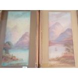 A Edwin M EARP Highland Loch with Fisherman ( 17 1/2 x 7 1/2 ) A pair both signed