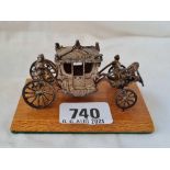 A mounted coronation coach on wood plinth, 3” long, B'ham 1952, from Toye, Kenning, London, boxed