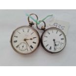 Two gents silver pocket watches one by M Watski Bangor both with seconds dial