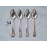 A set of four George III teaspoons London 1793 by SA