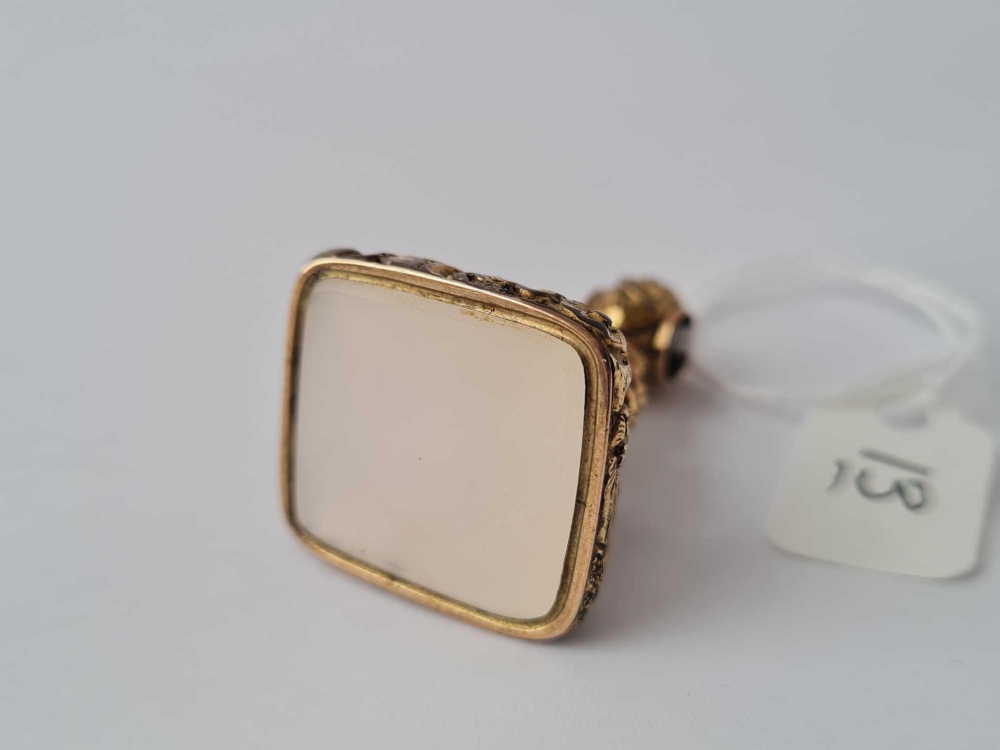 A large ornate Victorian fob seal set with plain Chalcedony terminal - Image 2 of 2