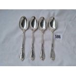 A set of four Victorian Grecian pattern teaspoons London 1851 by GA - 95 gms