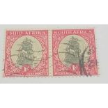 SOUTH AFRICA SG56dw (1935) coil p. horizontal pair. Good used. Cat £70.