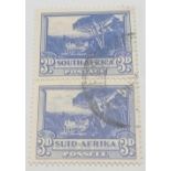 SOUTH AFRICA SG117ab. 3d vertical pair showing 'flying saucer' flaw. Fine used. Cat £100 as